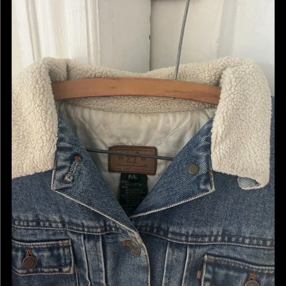 Vintage Ralph Lauren Denim Trucker Jacket Lined Sherpa Women's Large Petite - Picture 5 of 6